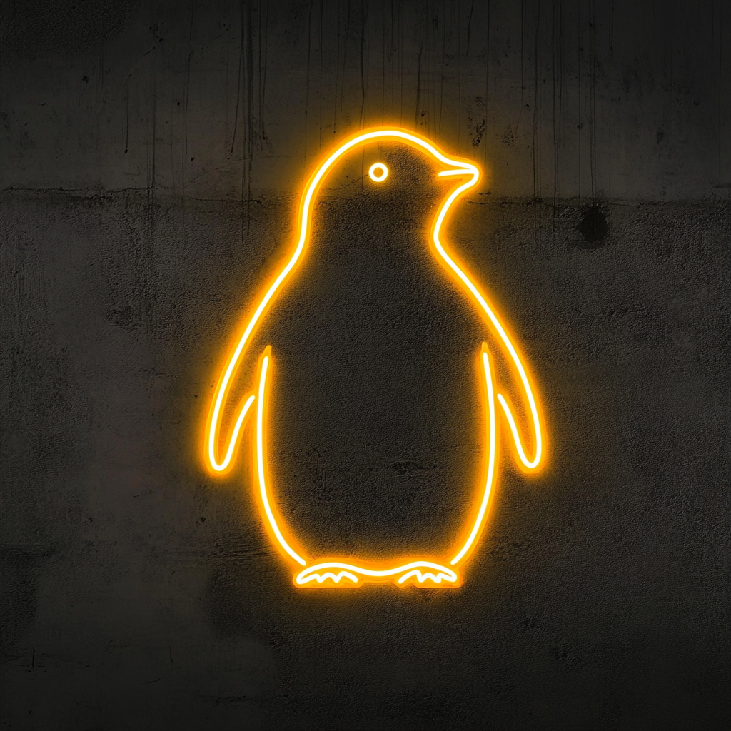 Penguin - Yellow Neon Sign, 18 Inches
