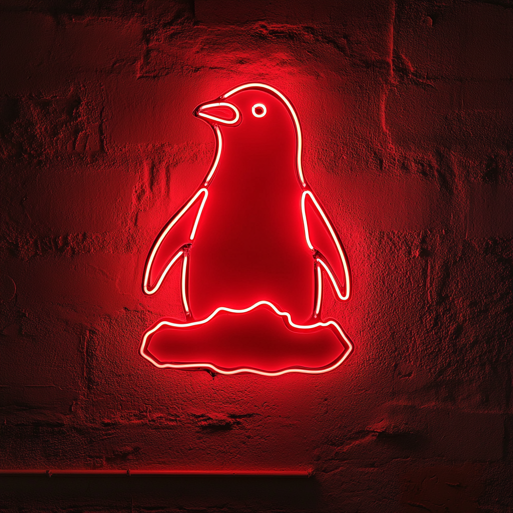 Penguin with Iceberg - Red Neon Sign, 24 Inches