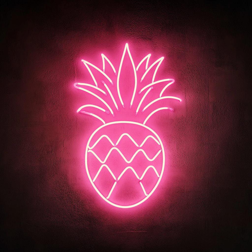 Pineapple Crown - Pink Neon Sign, 18 Inches