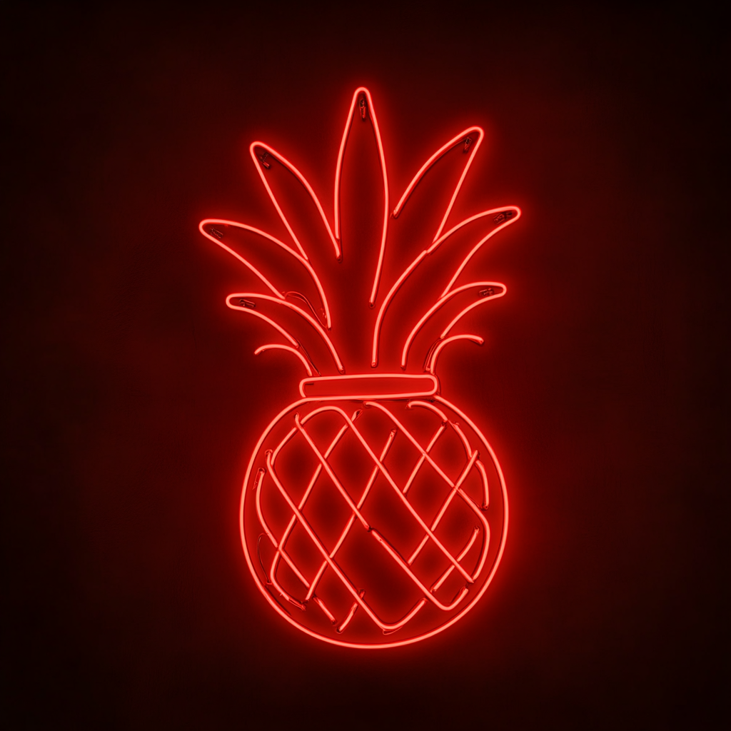 Pineapple Crown - Red Neon Sign, 18 Inches