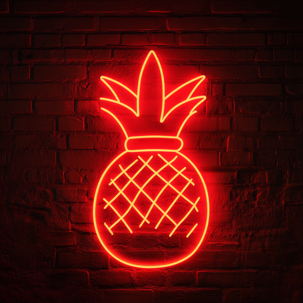 Pineapple Crown - Red Neon Sign, 24 Inches