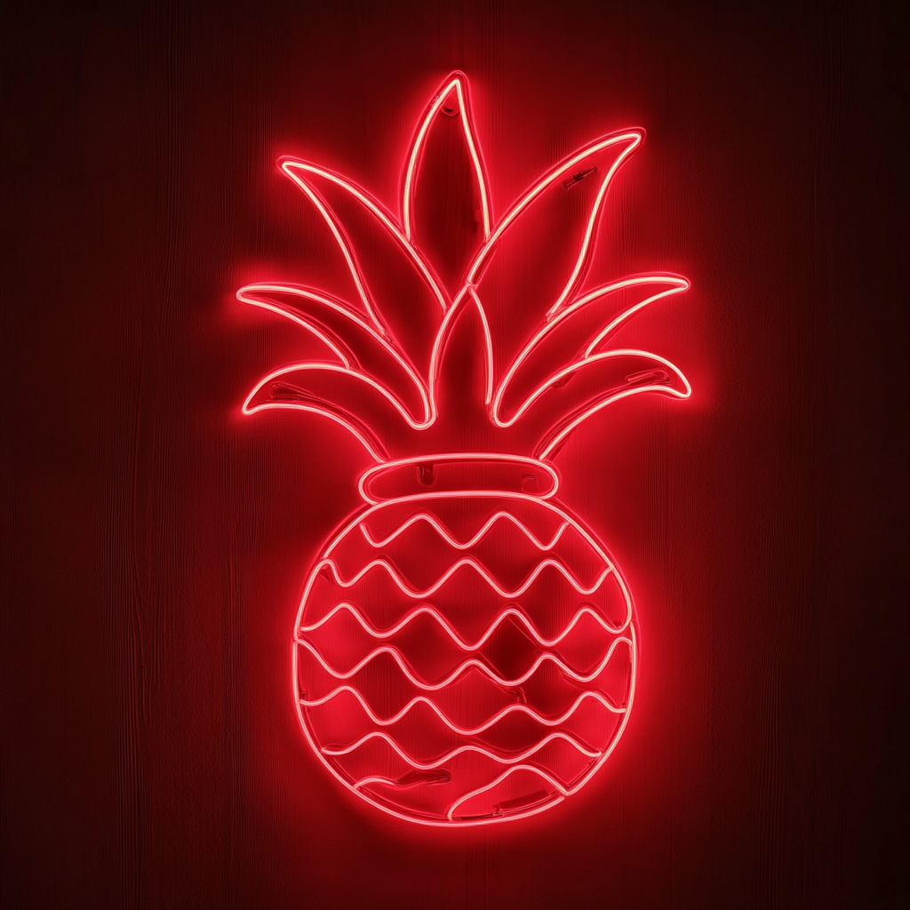 Pineapple Crown - Red Neon Sign, 24 Inches
