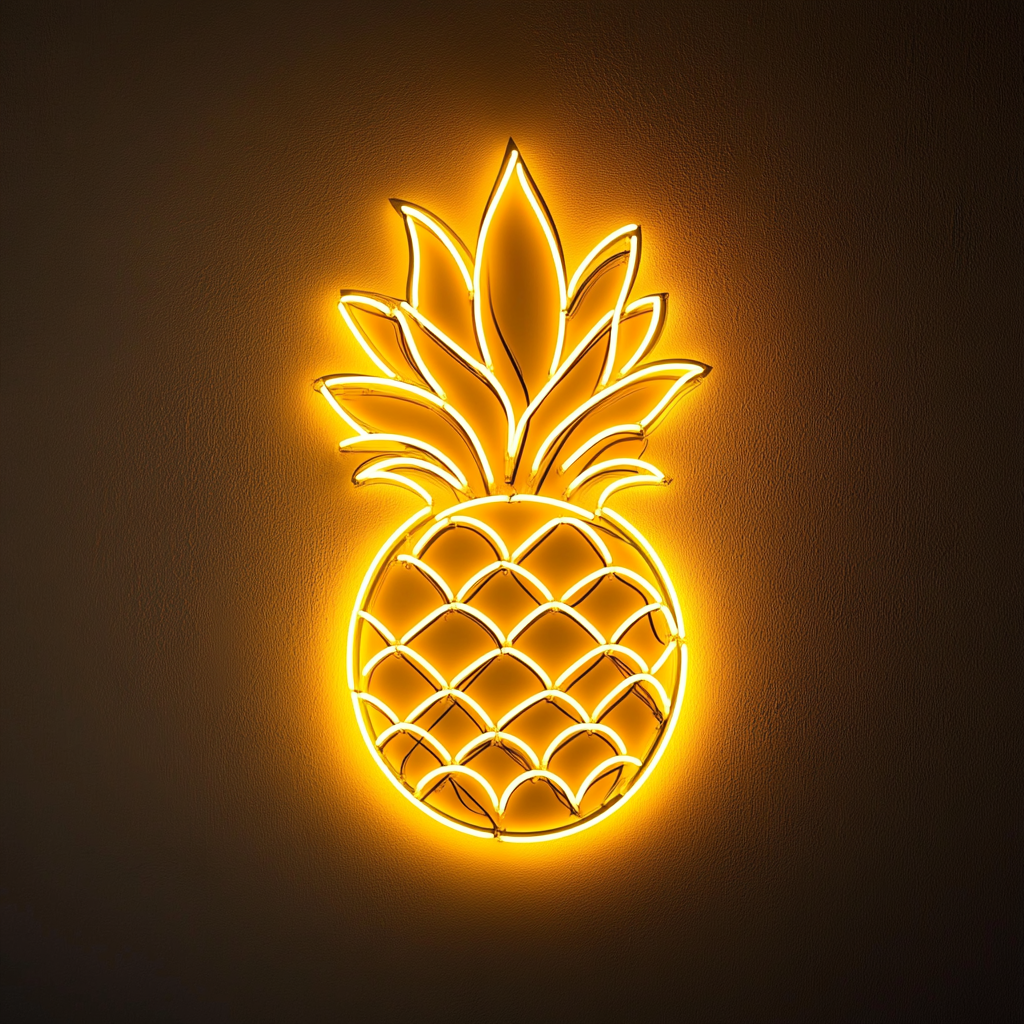 Pineapple Crown - Yellow Neon Sign, 24 Inches