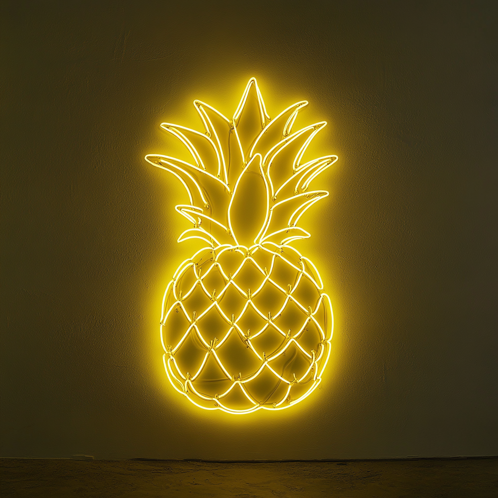 Pineapple Crown - Yellow Neon Sign, 24 Inches