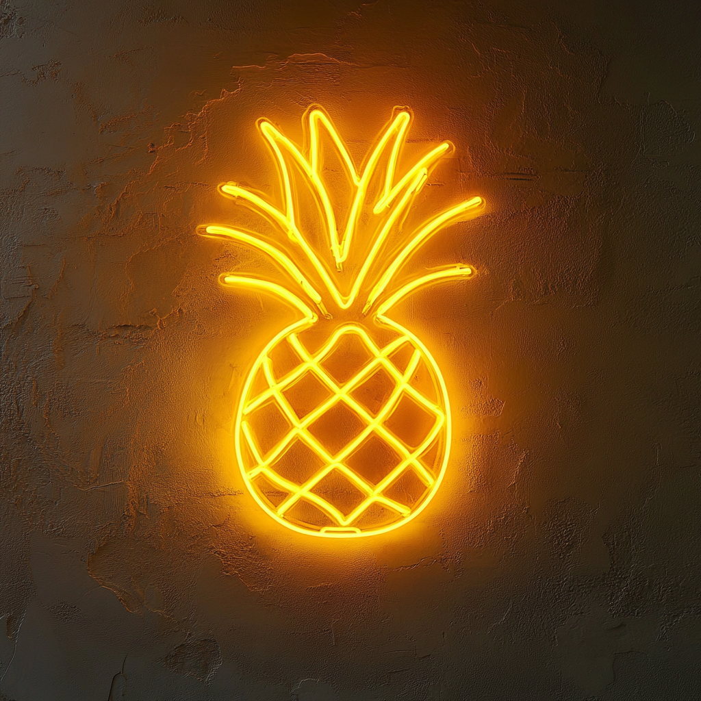Pineapple Crown - Yellow Neon Sign, 24 Inches