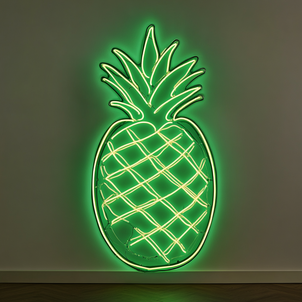 Pineapple Slice - Green Neon Sign, 18 Inches