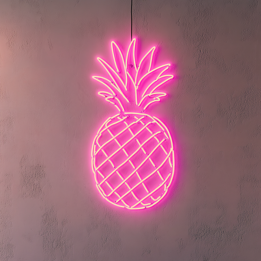 Pineapple Slice - Pink Neon Sign, 24 Inches