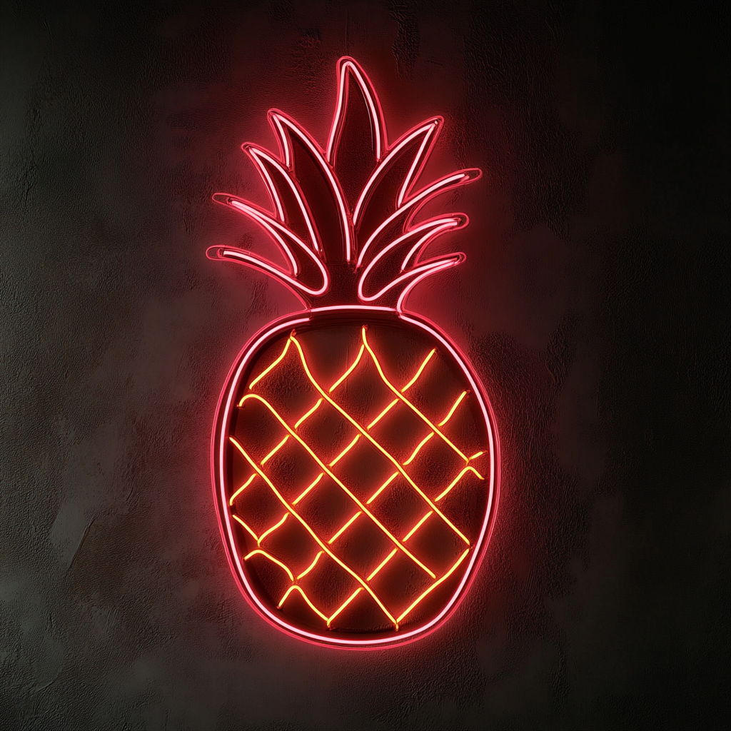 Pineapple Slice - Pink Neon Sign, 24 Inches