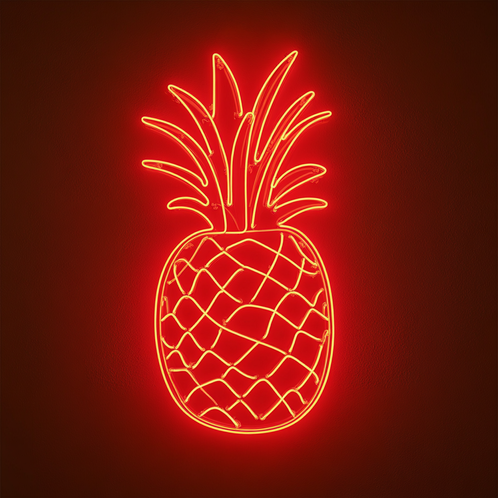 Pineapple Slice - Red Neon Sign, 24 Inches