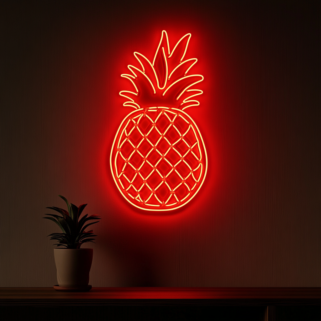 Pineapple Slice - Red Neon Sign, 24 Inches