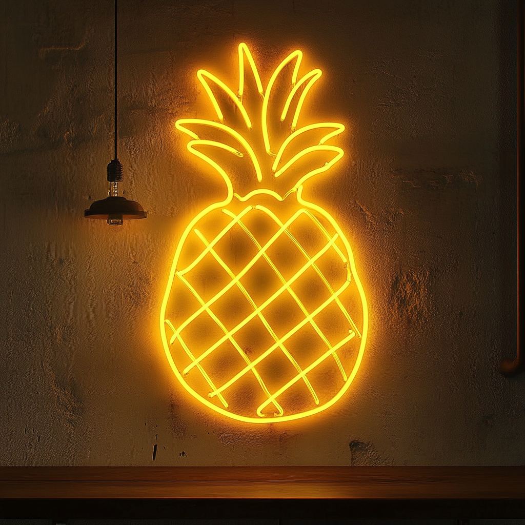Pineapple Slice - Yellow Neon Sign, 24 Inches