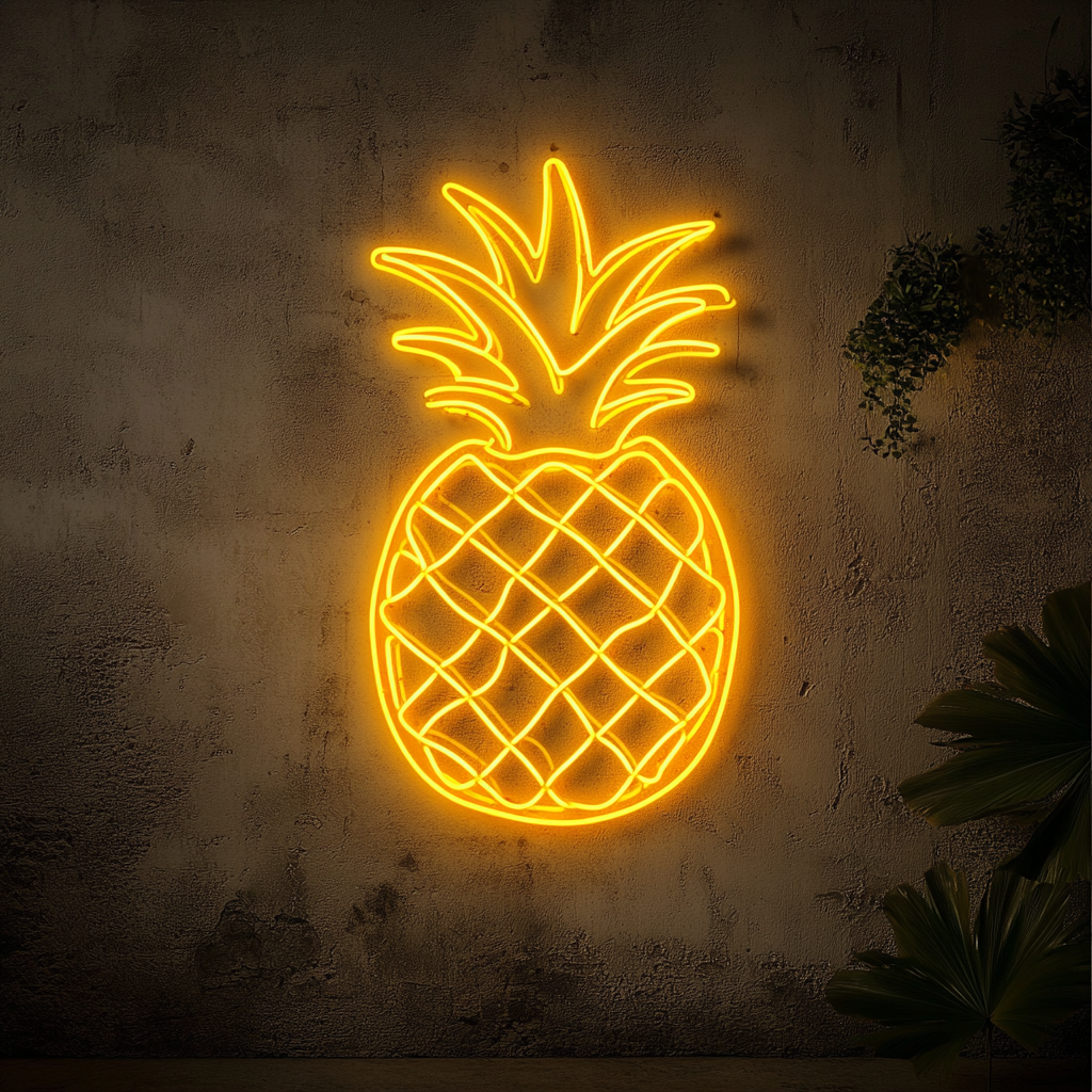 Pineapple Slice - Yellow Neon Sign, 18 Inches
