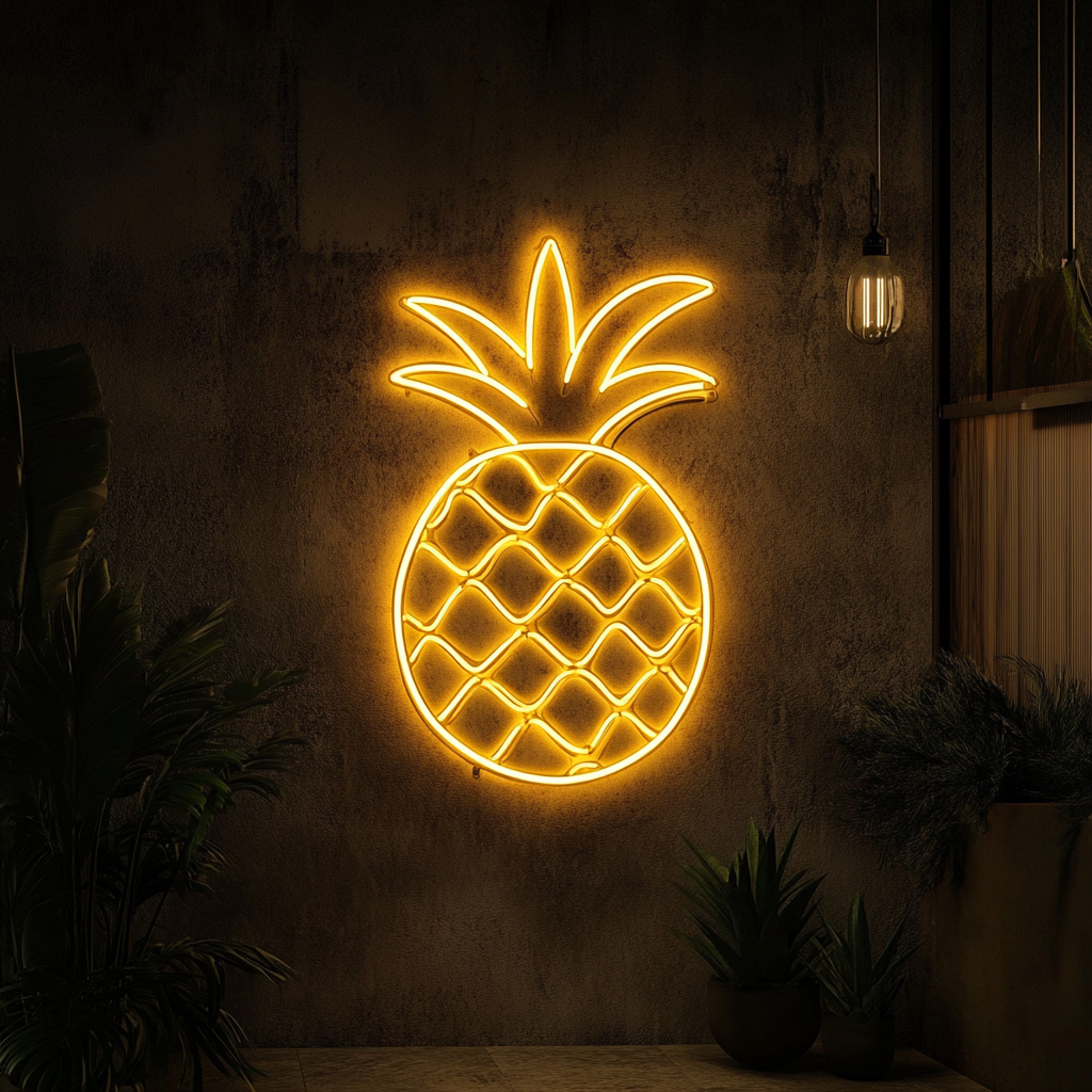 Pineapple Slice - Yellow Neon Sign, 24 Inches