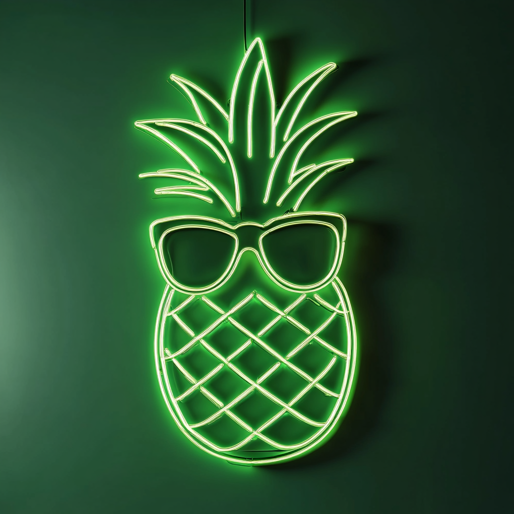 Pineapple with Sunglasses - Green Neon Sign, 18 Inches