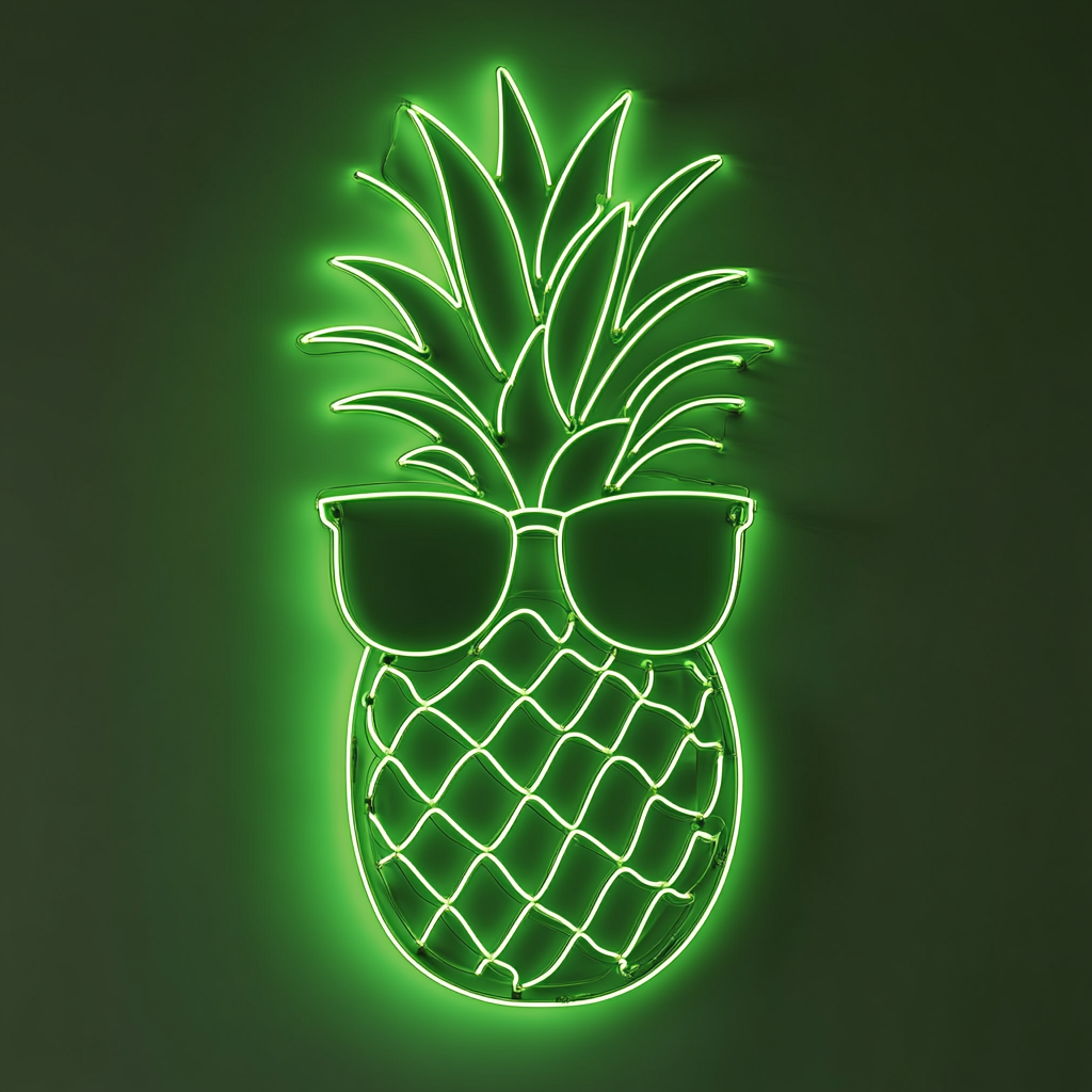 Pineapple with Sunglasses - Green Neon Sign, 18 Inches