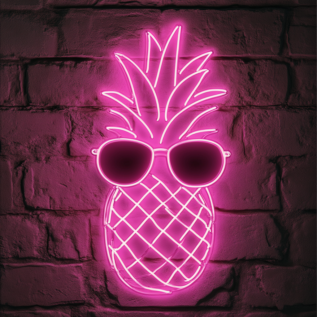 Pineapple with Sunglasses - Pink Neon Sign, 18 Inches