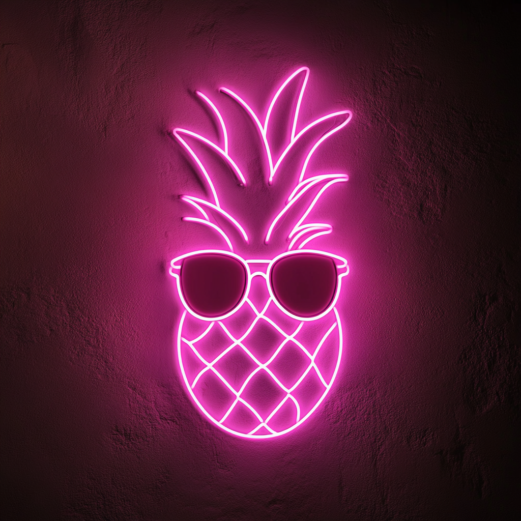 Pineapple with Sunglasses - Pink Neon Sign, 24 Inches