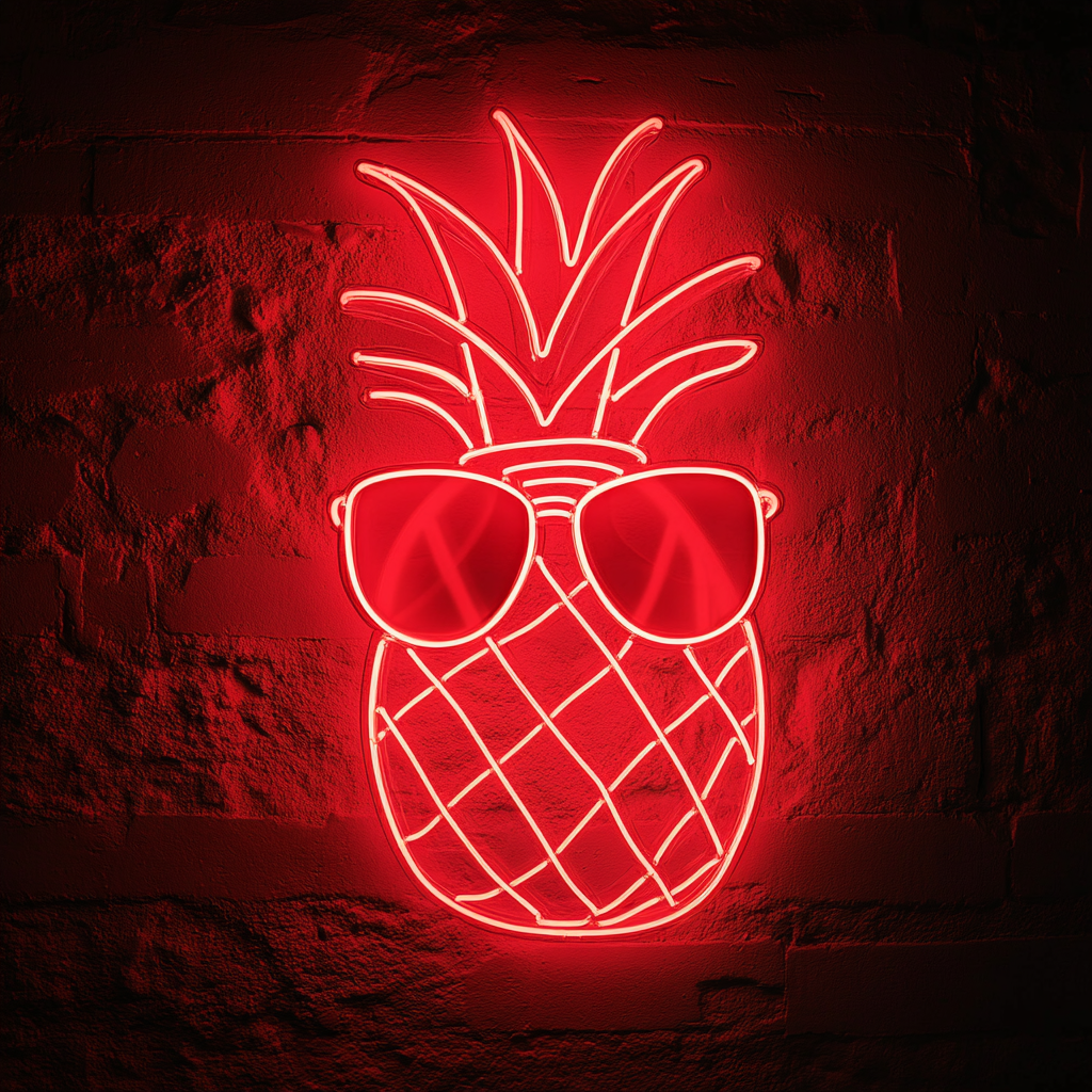 Pineapple with Sunglasses - Red Neon Sign, 18 Inches
