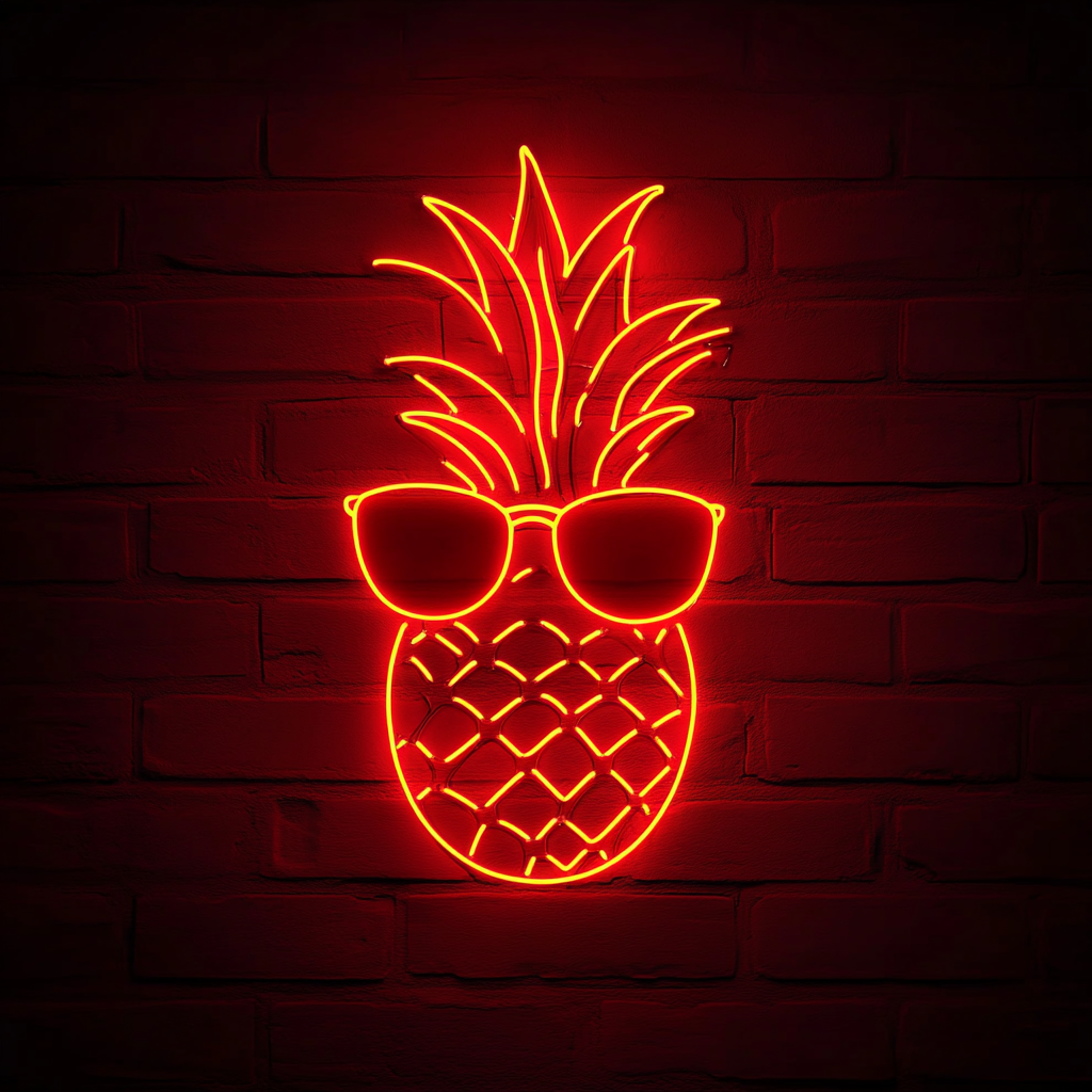 Pineapple with Sunglasses - Red Neon Sign, 24 Inches
