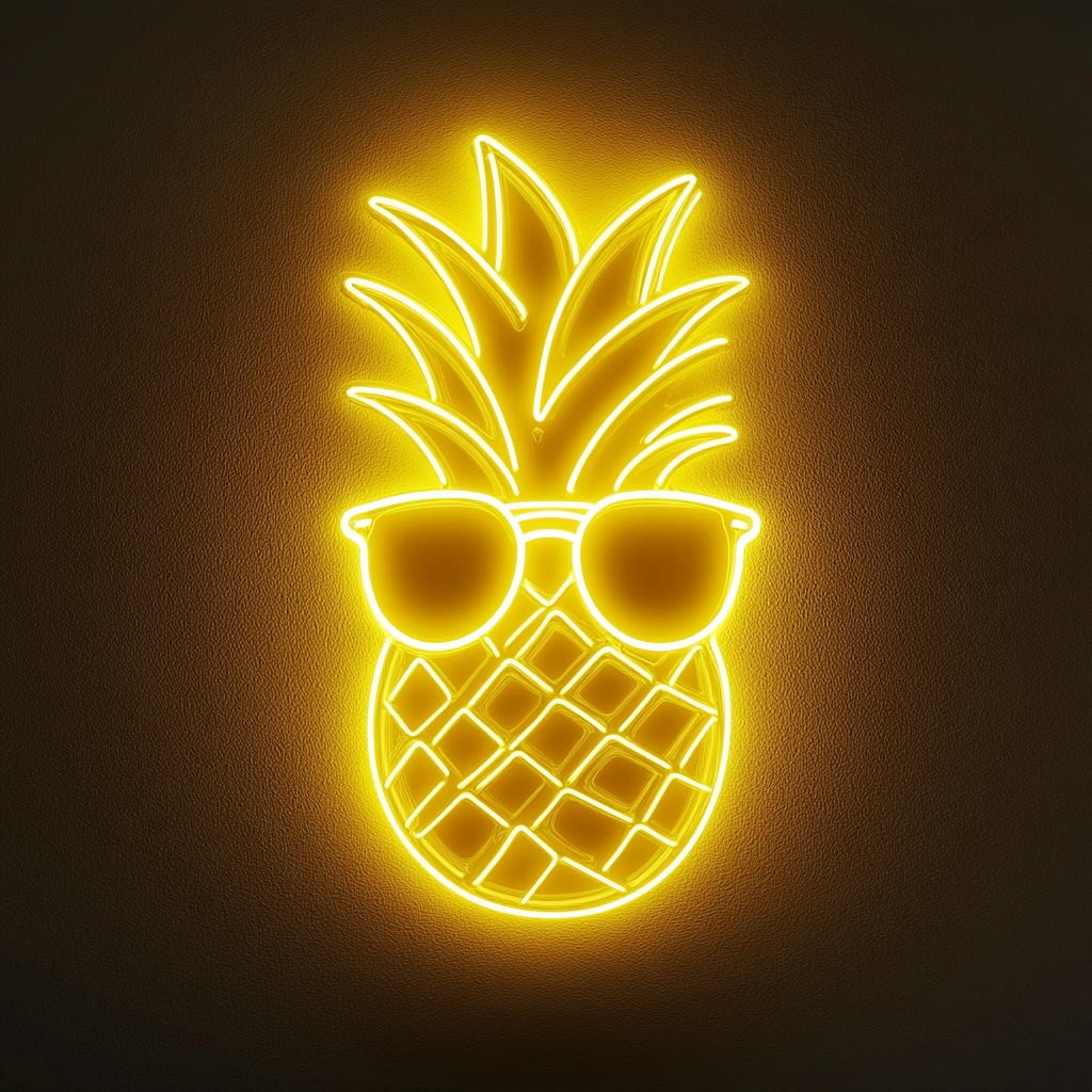 Pineapple with Sunglasses - Yellow Neon Sign, 24 Inches