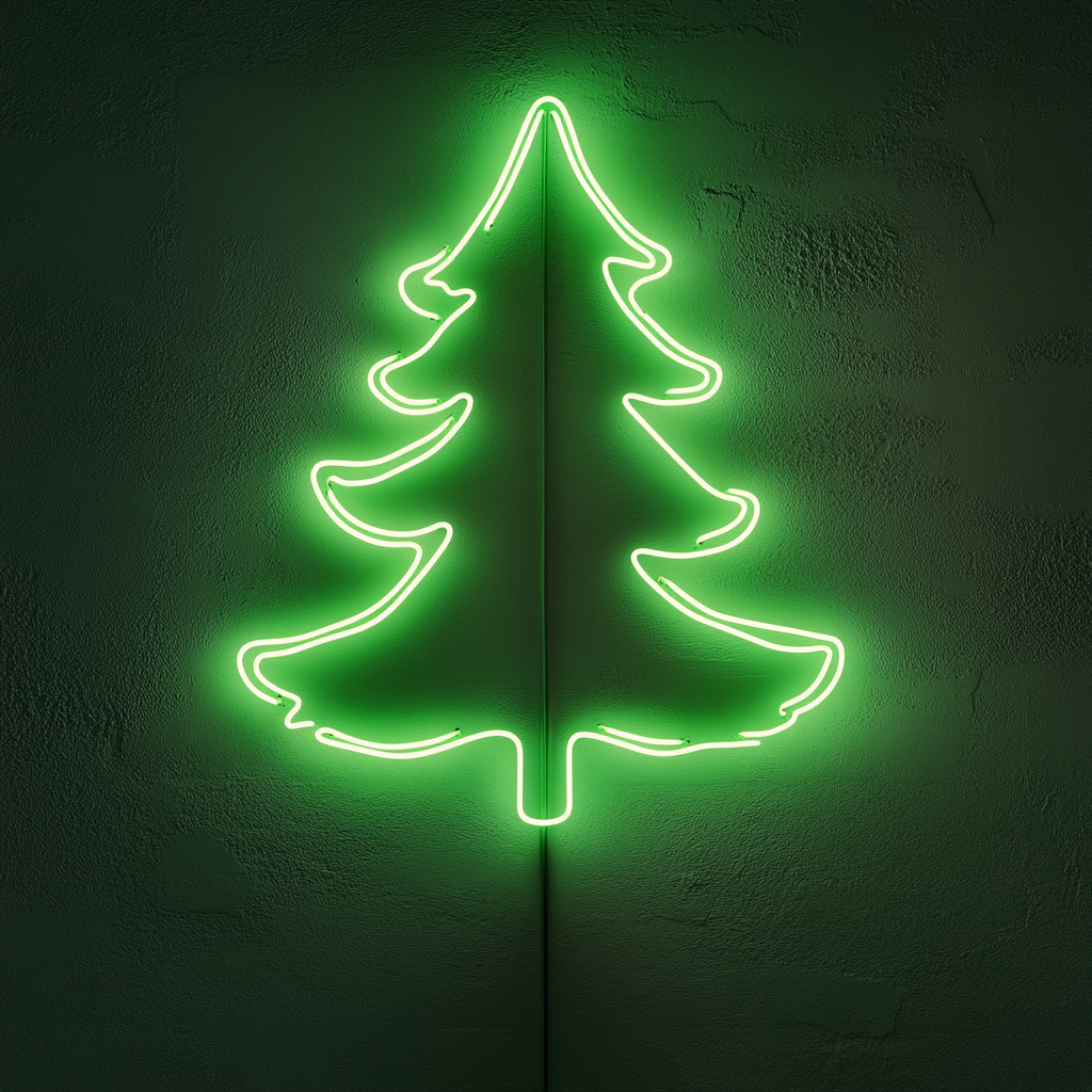Pine Tree - Green Neon Sign, 18 Inches