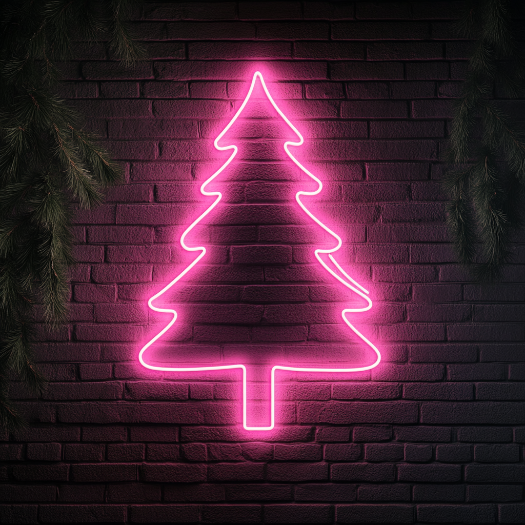 Pine Tree - Pink Neon Sign, 24 Inches