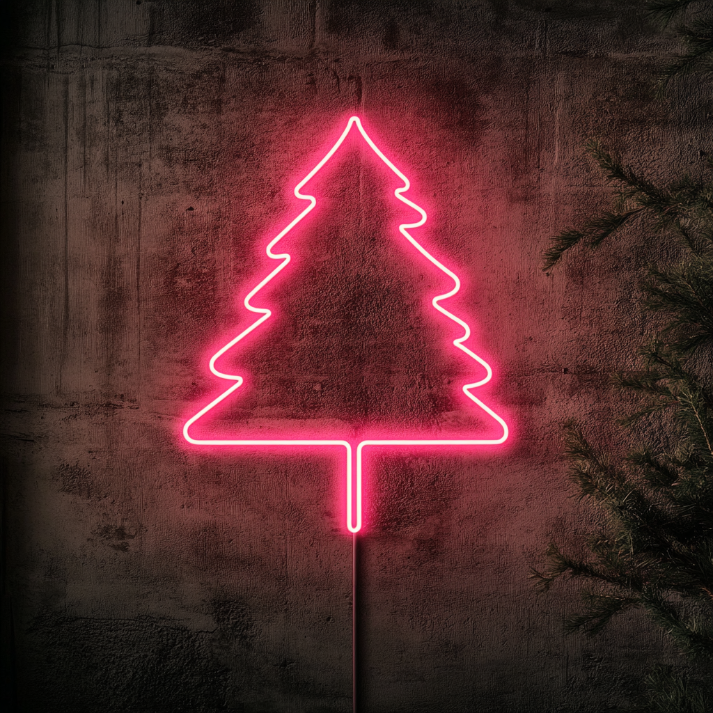 Pine Tree - Pink Neon Sign, 18 Inches