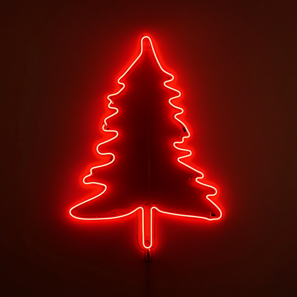 Pine Tree - Red Neon Sign, 18 Inches