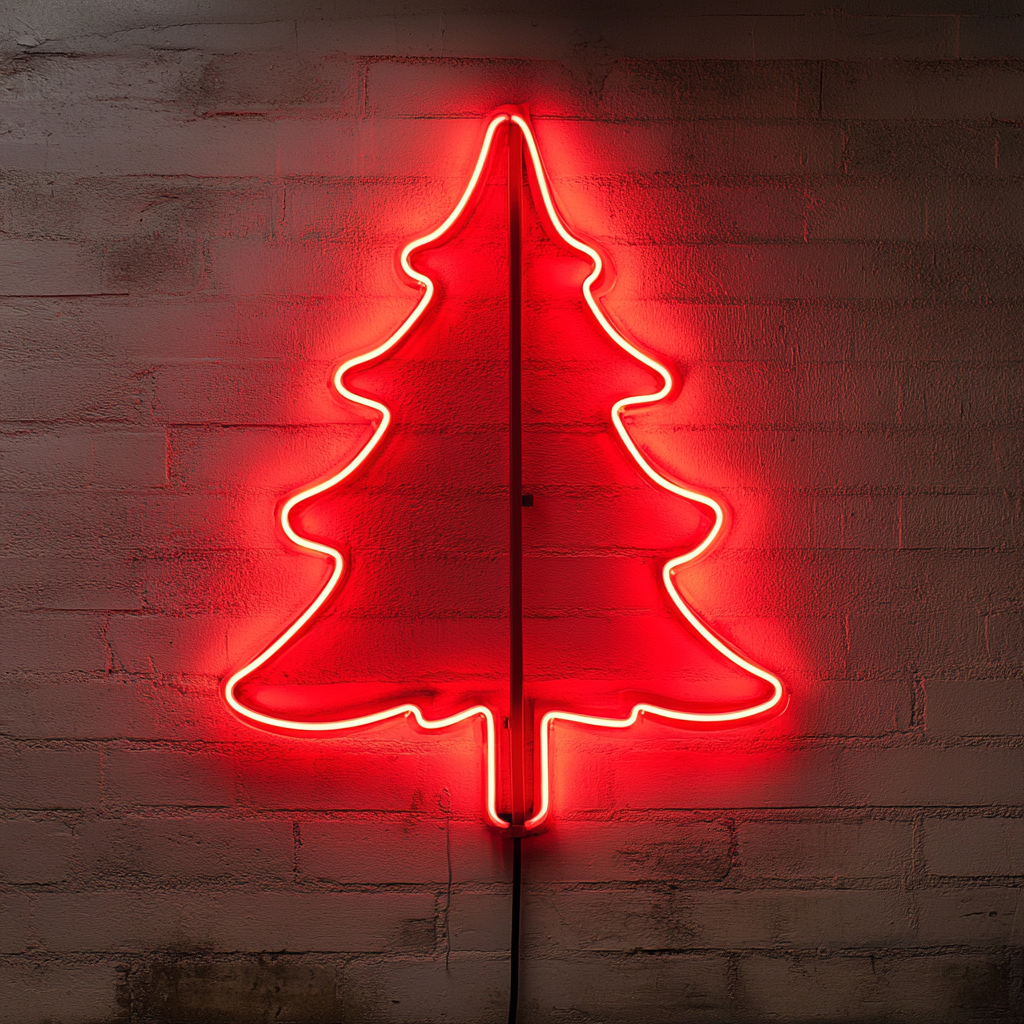 Pine Tree - Red Neon Sign, 18 Inches