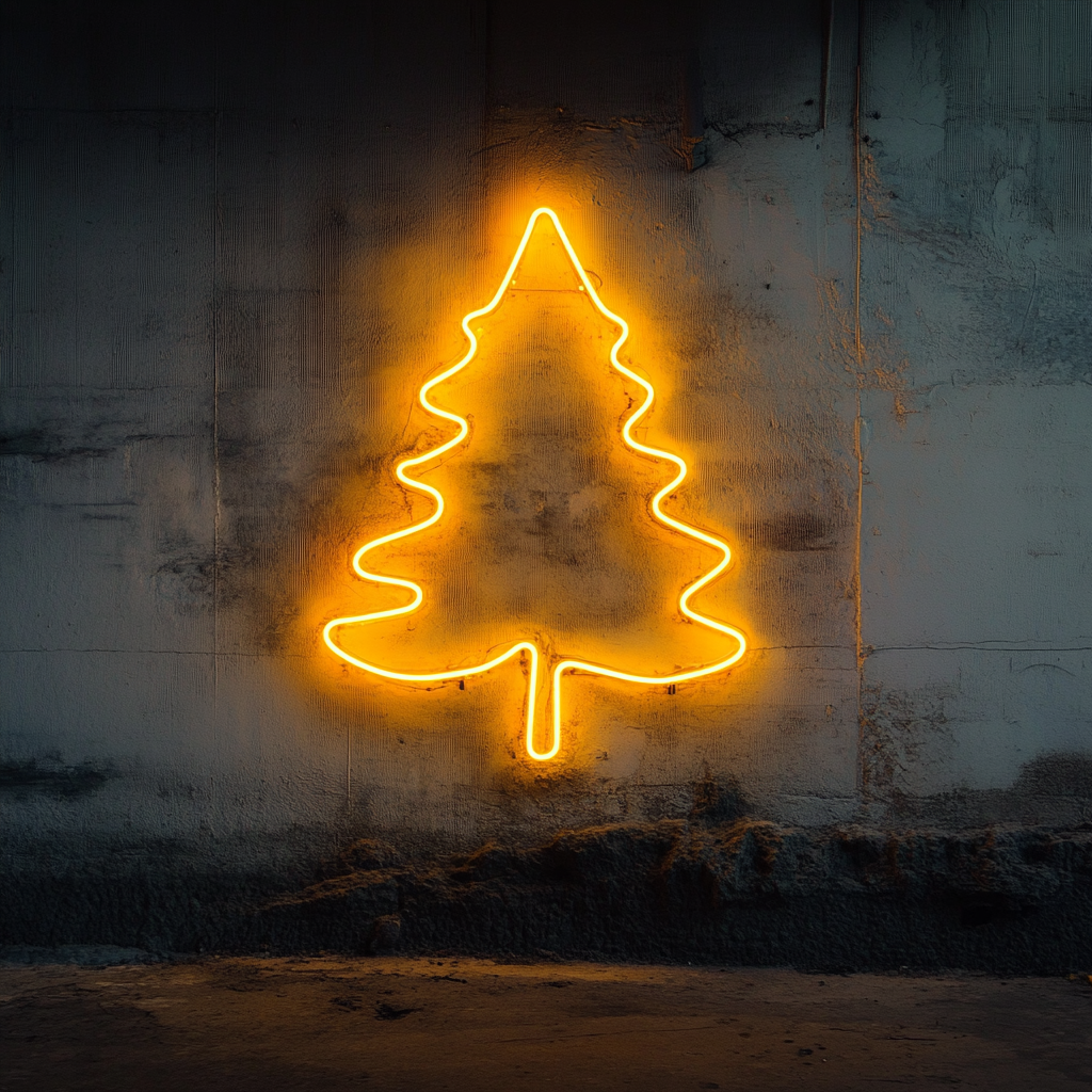 Pine Tree - Yellow Neon Sign, 24 Inches