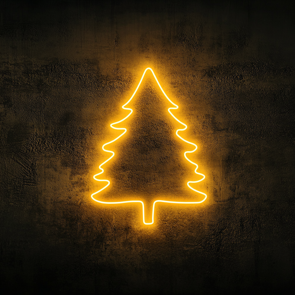 Pine Tree - Yellow Neon Sign, 24 Inches