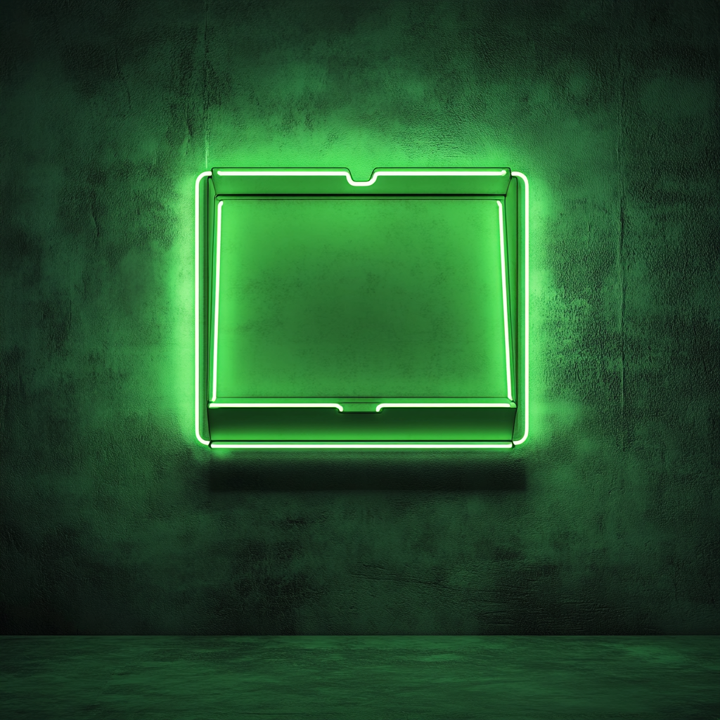 Pizza Box - Green Neon Sign, 18 Inches