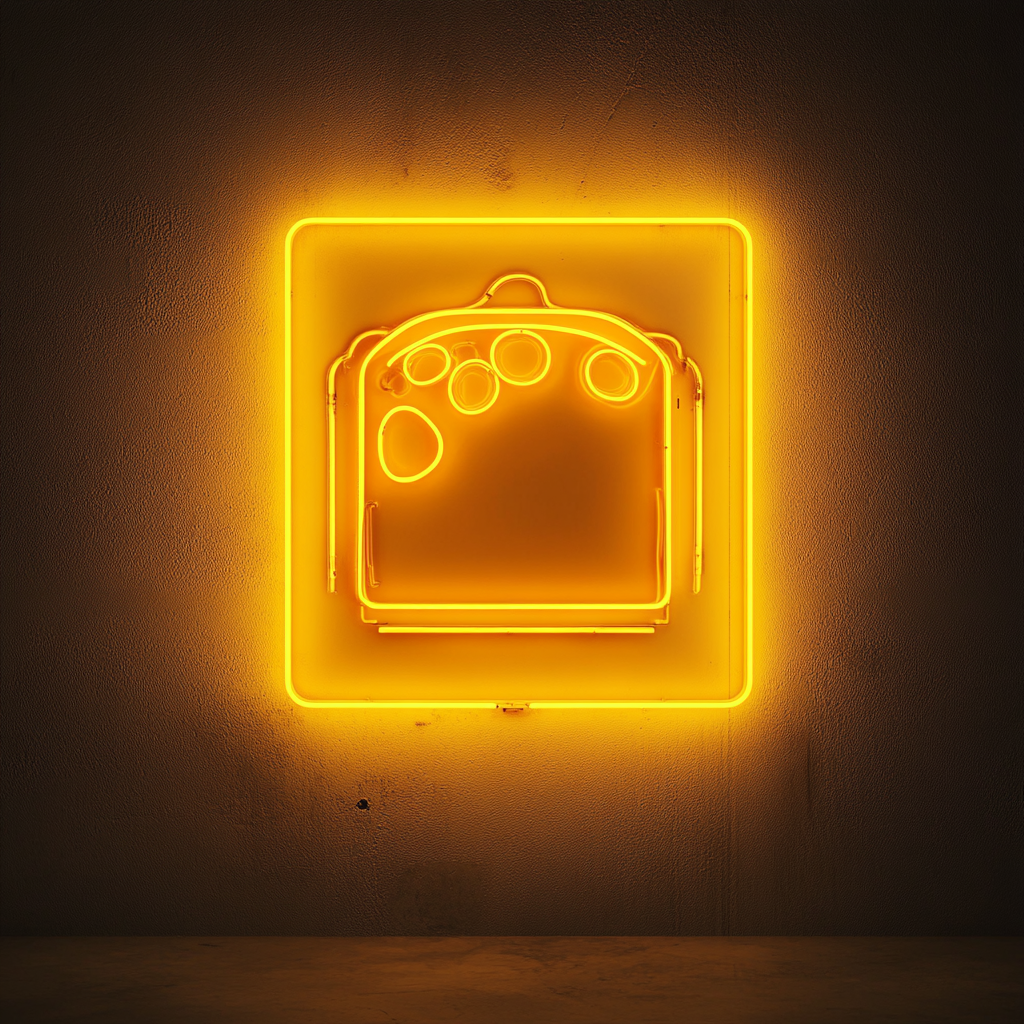 Pizza Box - Yellow Neon Sign, 24 Inches