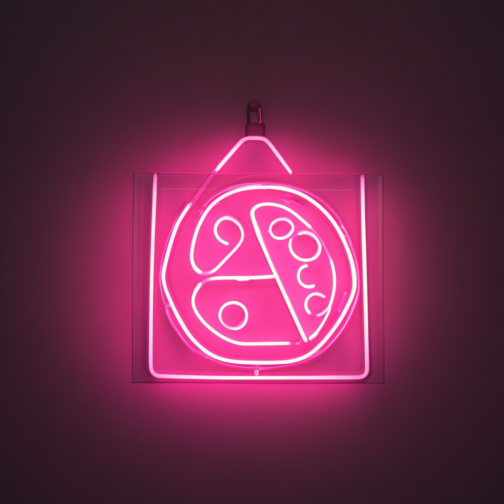 Pizza Box with Slice - Pink Neon Sign, 24 Inches