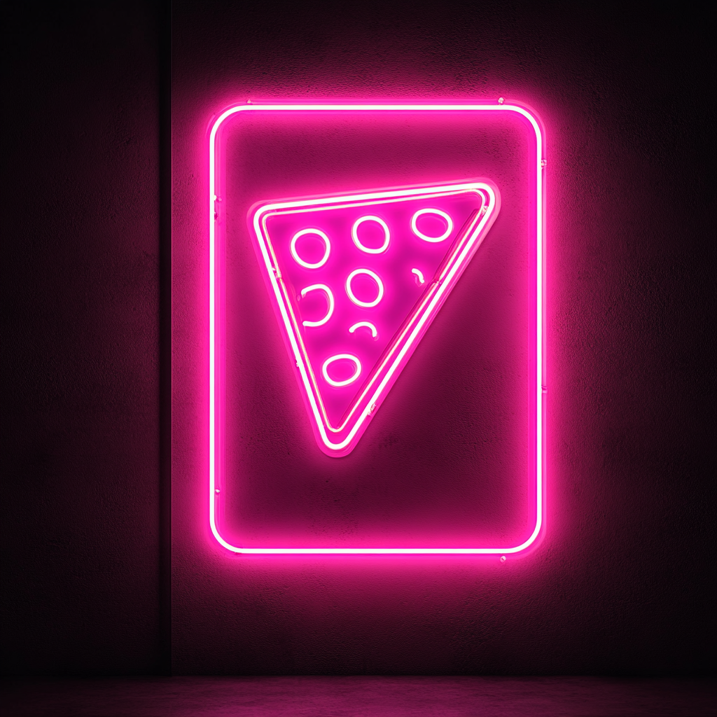 Pizza Box with Slice - Pink Neon Sign, 24 Inches