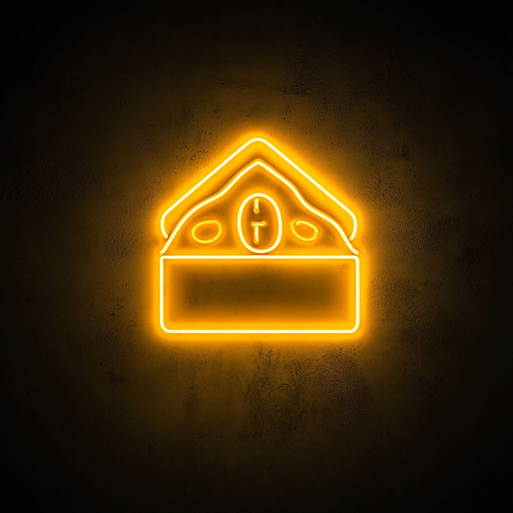 Pizza Box with Slice - Yellow Neon Sign, 24 Inches