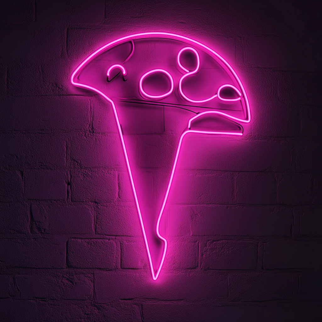 Pizza Cutter with Slice - Pink Neon Sign, 24 Inches