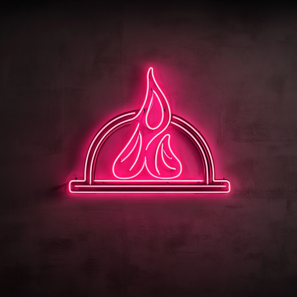 Pizza Oven Flame - Pink Neon Sign, 24 Inches