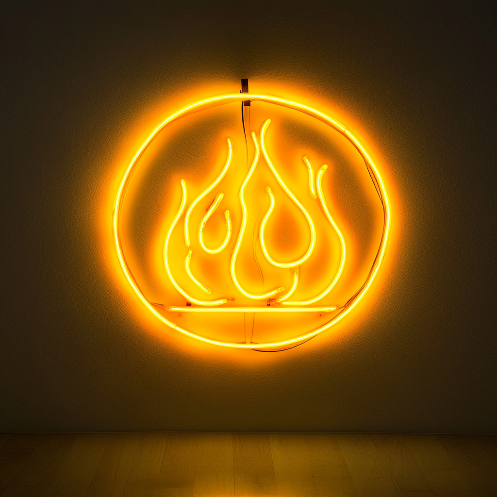 Pizza Oven Flame - Yellow Neon Sign, 24 Inches