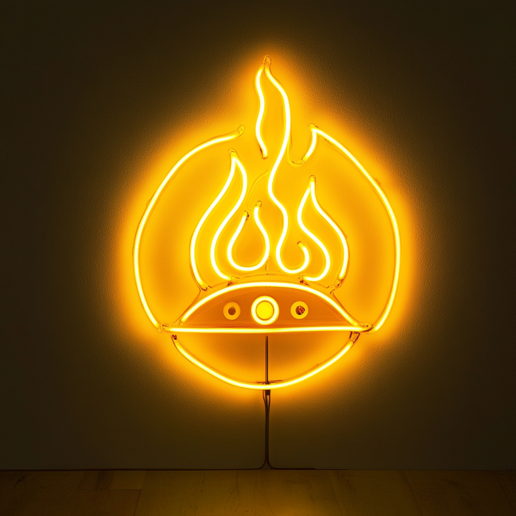Pizza Oven Flame - Yellow Neon Sign, 18 Inches