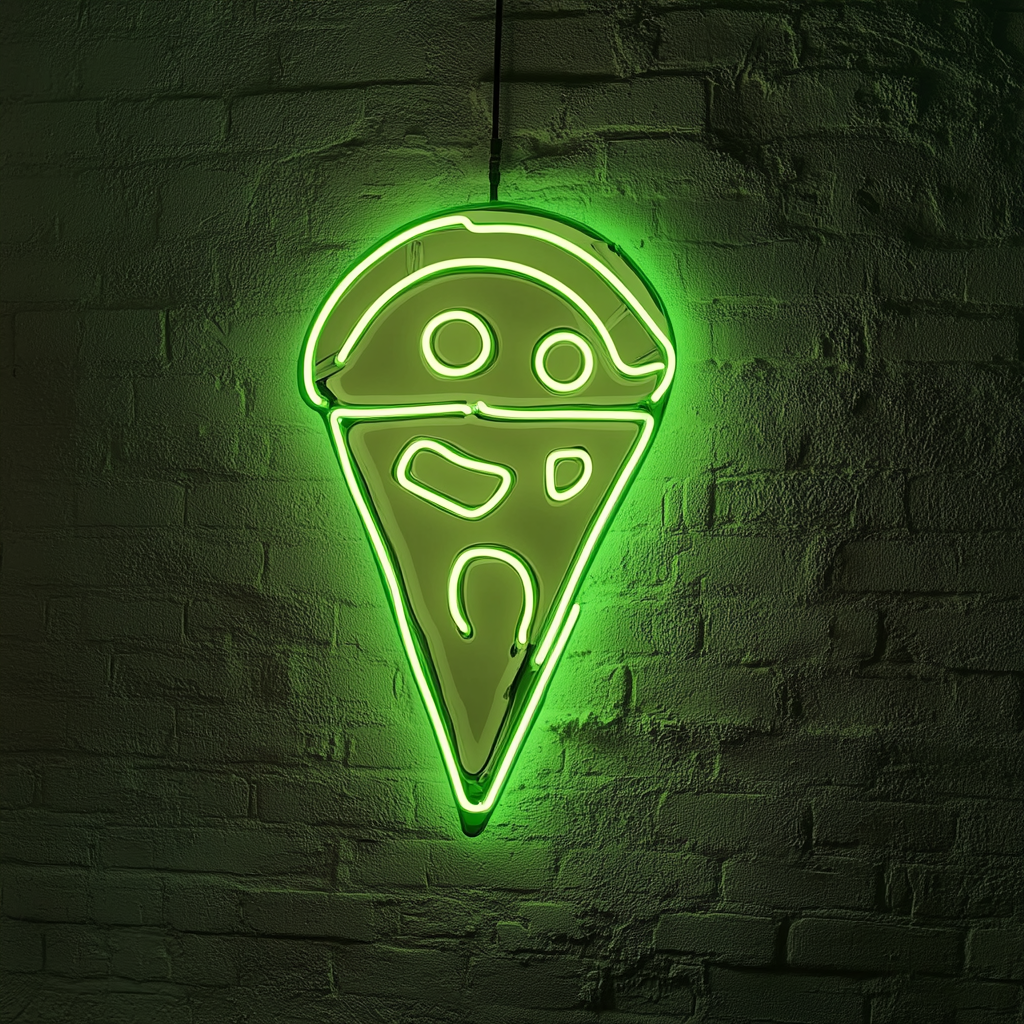 Pizza Peel with Slice - Green Neon Sign, 24 Inches