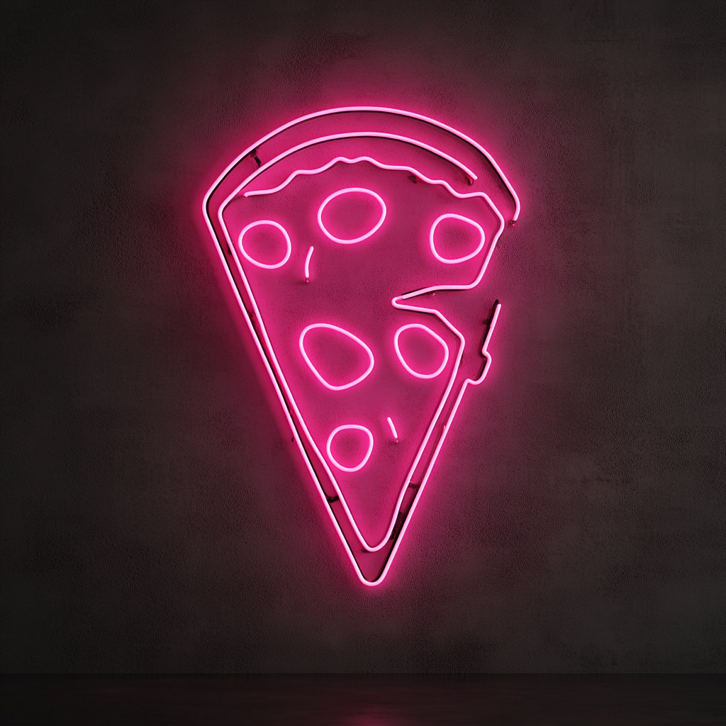Pizza Peel with Slice - Pink Neon Sign, 18 Inches
