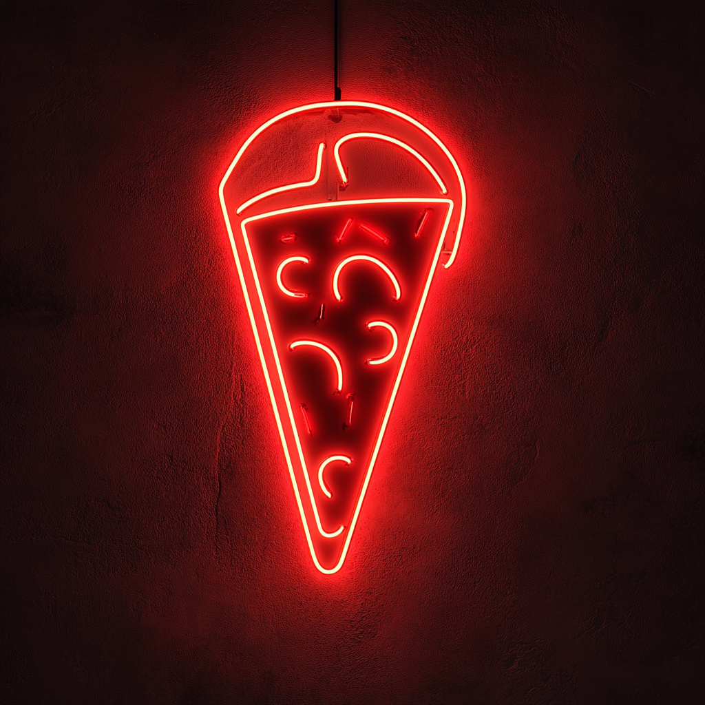 Pizza Peel with Slice - Red Neon Sign, 18 Inches