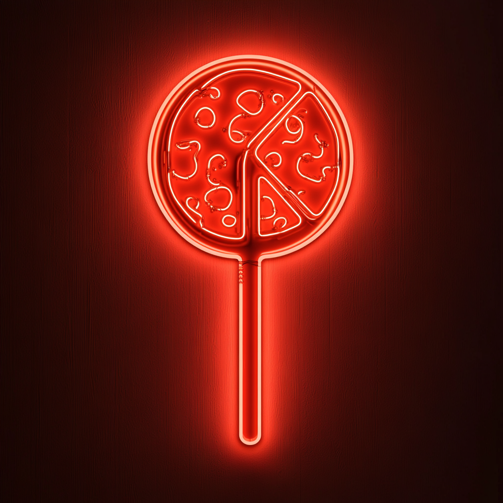 Pizza Peel with Slice - Red Neon Sign, 18 Inches