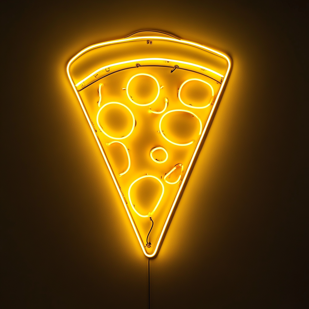 Pizza Peel with Slice - Yellow Neon Sign, 18 Inches