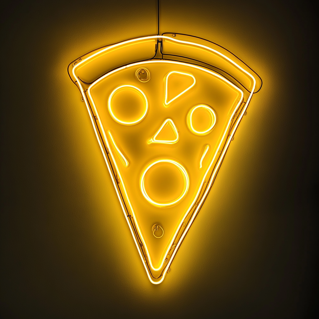 Pizza Peel with Slice - Yellow Neon Sign, 24 Inches