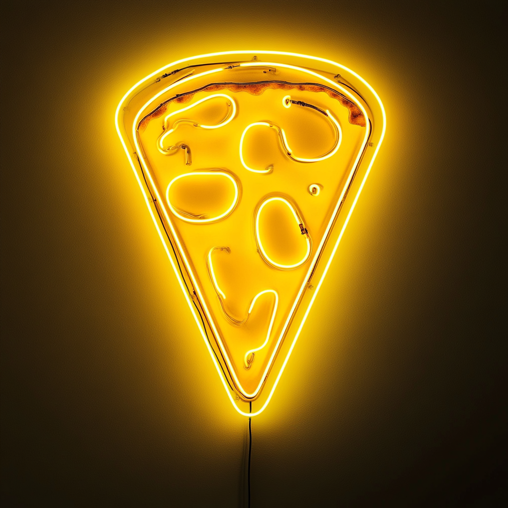 Pizza Peel with Slice - Yellow Neon Sign, 18 Inches