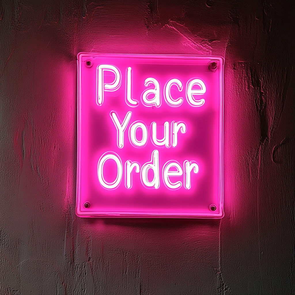 Place Your Order - Pink Neon Sign, 18 Inches