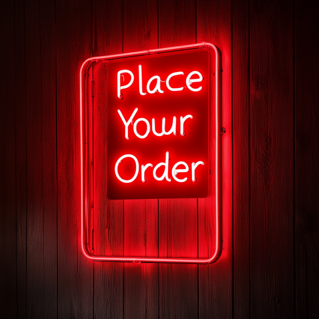 Place Your Order - Red Neon Sign, 18 Inches
