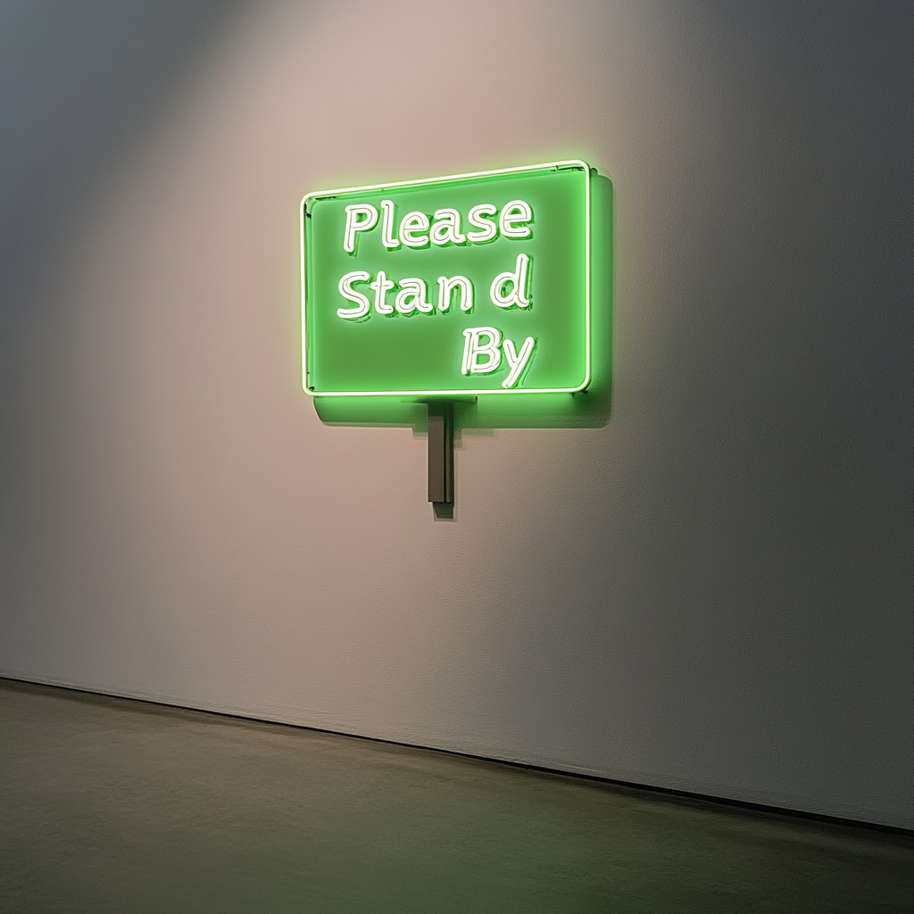 Please Stand By - Green Neon Sign, 18 Inches